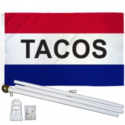 Tacos Patriotic 3' x 5' Polyester Flag, Pole and Mount