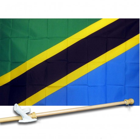 TANZANIA COUNTRY 3' x 5'  Flag, Pole And Mount.