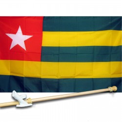TOGO COUNTRY 3' x 5'  Flag, Pole And Mount.