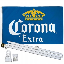 Corona Extra Blue 3' x 5' Polyester Flag, Pole and Mount