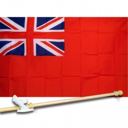 UK ENSIGN RED HOSTORICAL 3' x 5'  Flag, Pole And Mount.