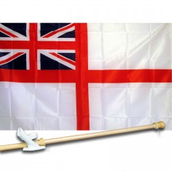 UK ENSIGN WHITE HOSTORICAL 3' x 5'  Flag, Pole And Mount.