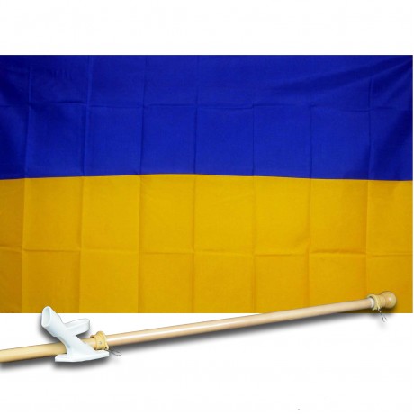 UKRAIN W/O EAGLE COUNTRY 3' x 5'  Flag, Pole And Mount.
