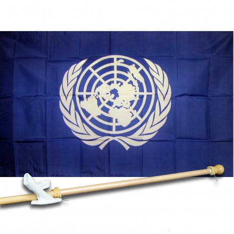 ST UNITED NATIONS 3' x 5'  Flag, Pole And Mount.