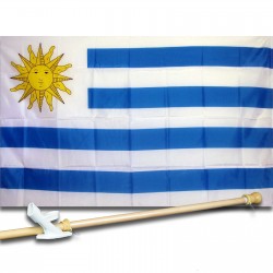 URUGUAY COUNTRY 3' x 5'  Flag, Pole And Mount.