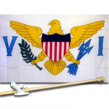 US VIRGIN ISLAND COUNTRY 3' x 5'  Flag, Pole And Mount.