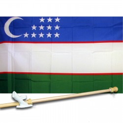 UZBEKISTAN COUNTRY 3' x 5'  Flag, Pole And Mount.