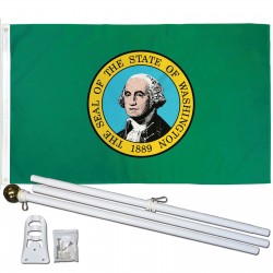 Washington State 3' x 5' Polyester Flag, Pole and Mount