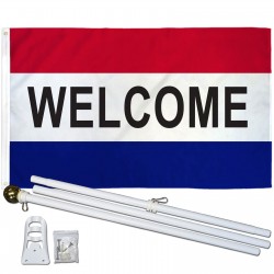 Welcome Patriotic 3' x 5' Polyester Flag, Pole and Mount