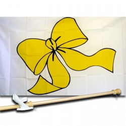 YELLOW RIBBON 3' x 5'  Flag, Pole And Mount.