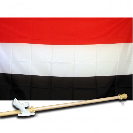 YEMEN COUNTRY 3' x 5'  Flag, Pole And Mount.