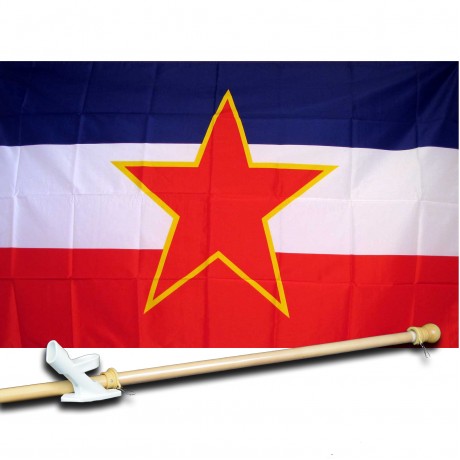 YUGOSLAVIA COUNTRY 3' x 5'  Flag, Pole And Mount.