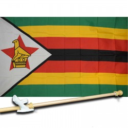 ZIMBABWE COUNTRY 3' x 5'  Flag, Pole And Mount.