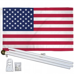 USA American 3' x 5' Polyester Flag, Pole and Mount