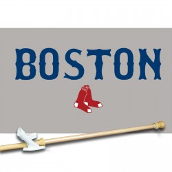 BOSTON RED SOX 2' X 3'  Flag, Pole And Mount.