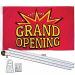 GRAND OPENING RED 3' x 5'  Flag, Pole And Mount.