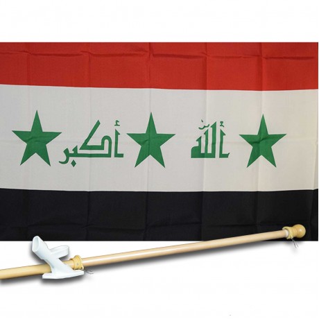 IRAQ OLD COUNTRY 3' x 5'  Flag, Pole And Mount.