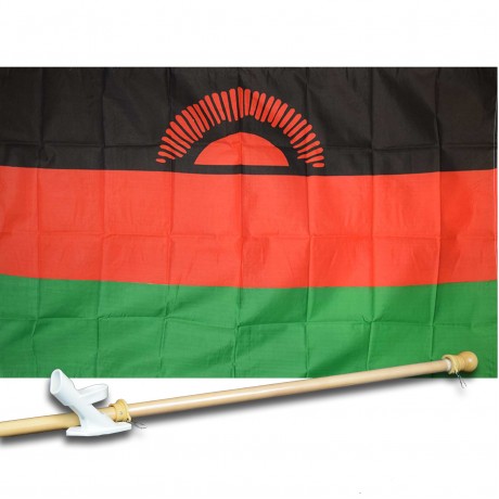 MALAWI COUNTRY 3' x 5'  Flag, Pole And Mount.