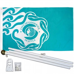 Seattle City 3' x 5' Polyester Flag, Pole and Mount