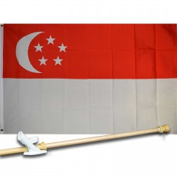 SINGAPORE COUNTRY 3' x 5'  Flag, Pole And Mount.