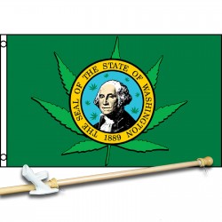 WASHINGTON / MARAJUANA STATE 3' x 5'  Flag, Pole And Mount.