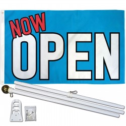 NOW OPEN 3' x 5'  Flag, Pole And Mount.