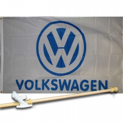 VOLKSWAGEN WHITE 3' x 5'  Flag, Pole And Mount.
