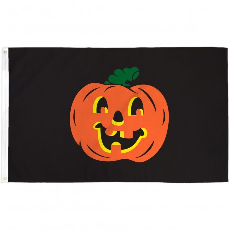 Pumpkin Black 3' x 5' Polyester Flag