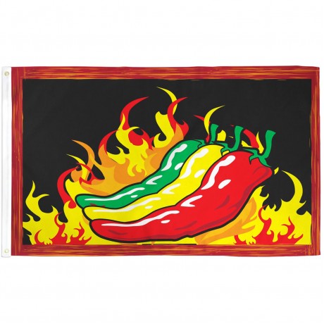 Chilies with flames 3'x 5' Flag