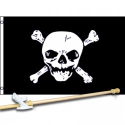 JOLLY ROGERS 3' x 5'  Flag, Pole And Mount.