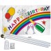 Happy Birthday Rainbow 3' x 5' Polyester Flag, Pole and Mount