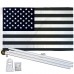 USA Black and White 3' x 5' Polyester Flag, Pole and Mount