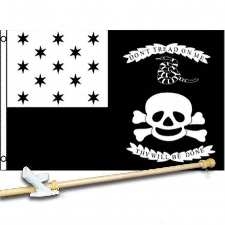 Don't Tread On Me Thy Will Be Done 3' x 5' Polyester Flag, Pole and Mount
