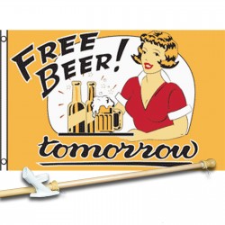 Free Beer Tomorrow vintage 3'x 5' polyester Flag, pole and mount 