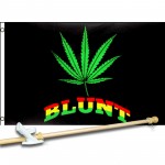 Blunt Marijuana with Leaf 3' x 5' Polyester Flag, Pole and Mount