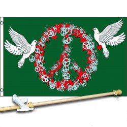 PEACE AND 3' x 5'  Flag, Pole And Mount.