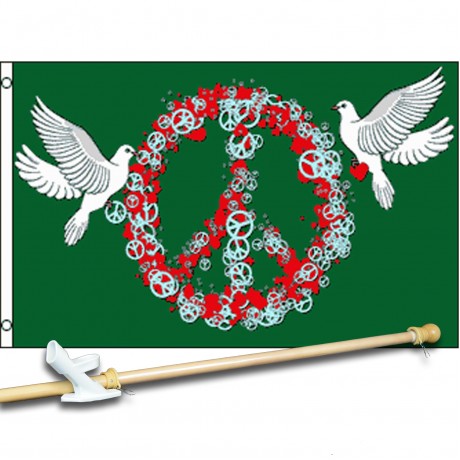 PEACE AND 3' x 5'  Flag, Pole And Mount.