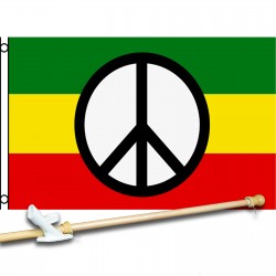 PEACE SIGN ON 3' x 5'  Flag, Pole And Mount.