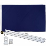 Solid Navy Blue 3' x 5' Polyester Flag, Pole and Mount
