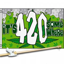 ITS 420 SOME WHERE 3' x 5'  Flag, Pole And Mount.