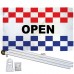 Open Patriotic Checkered 3' x 5' Polyester Flag, Pole and Mount