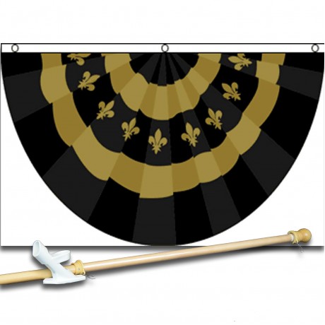 Fleur De Lis Bunting Shaped 3' x 5' Polyester Flag, Pole and Mount