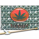 Hemp Marijuana 3' x 5' Polyester Flag, Pole and Mount