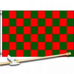 CHECKERED RED 3' x 5'  Flag, Pole And Mount.