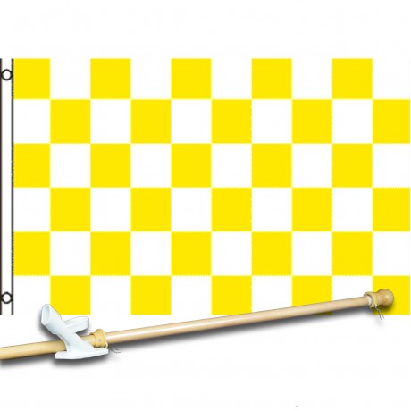 CHECKERED YELLOW 3' x 5'  Flag, Pole And Mount.