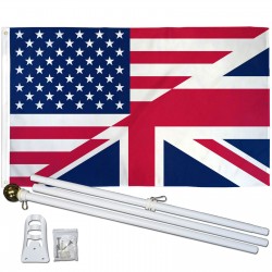 USA United Kingdom Friendship 3' x 5' Polyester Flag, Pole and Mount