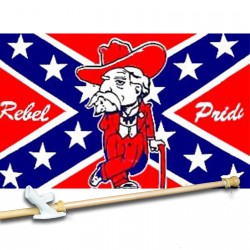 REBEL PRIDE 3' x 5'  Flag, Pole And Mount.
