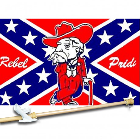 REBEL PRIDE 3' x 5'  Flag, Pole And Mount.