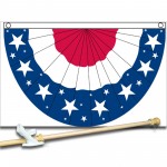 USA STARS BUNTING 5' x 3'  Flag, Pole And Mount.