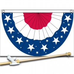 USA STARS BUNTING 5' x 3'  Flag, Pole And Mount.